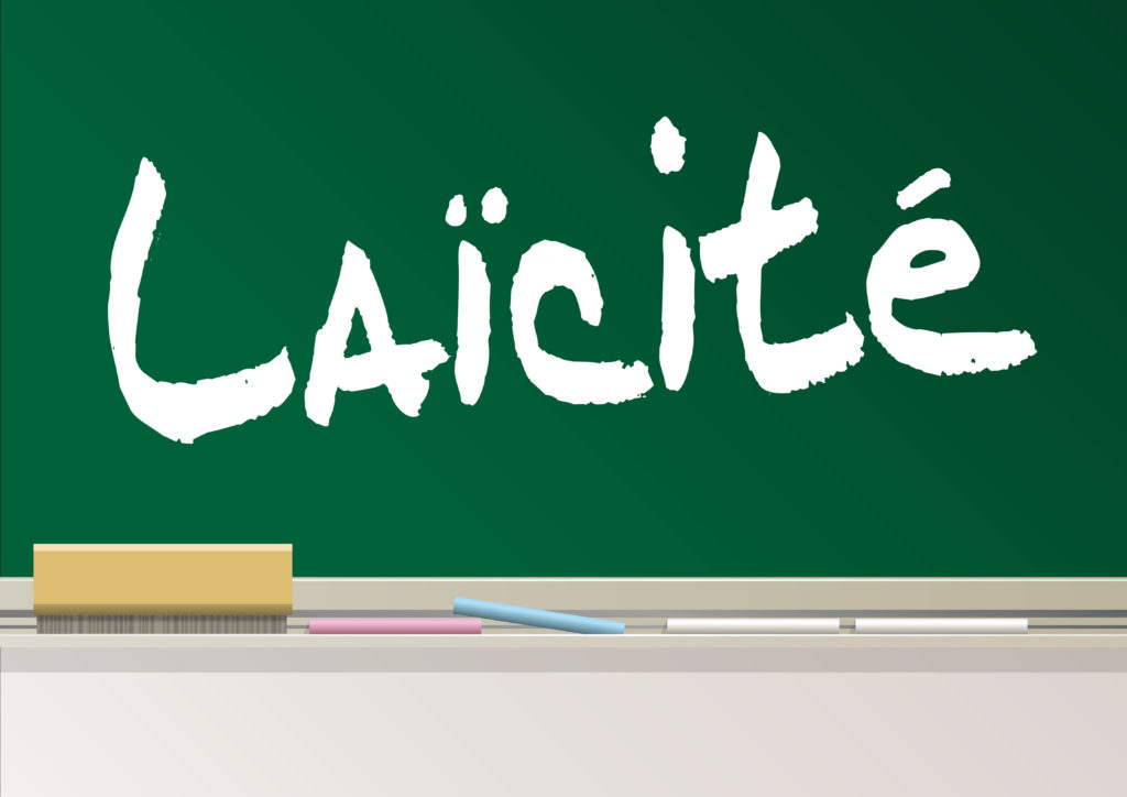 Le mot "Laïcité" symbolisé sur un tableau d'école